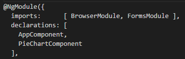 Figure 3. Registering our PieChartComponent in the module.