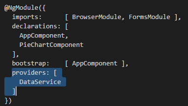 Figure 5. Registering DataService in our module.