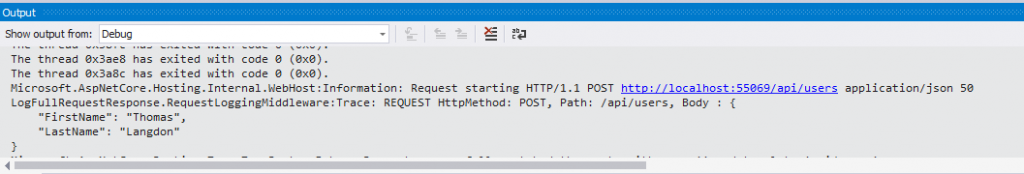 Visual Studio Debug Output Log